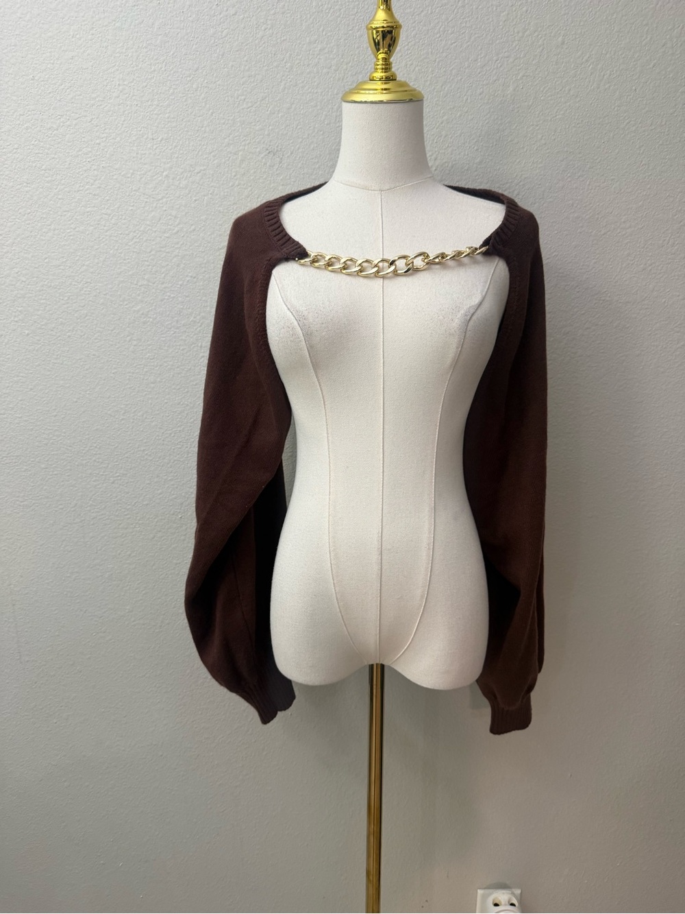 Eloquii NWT Brown Chain-Accent Women's Bolero Sweater
